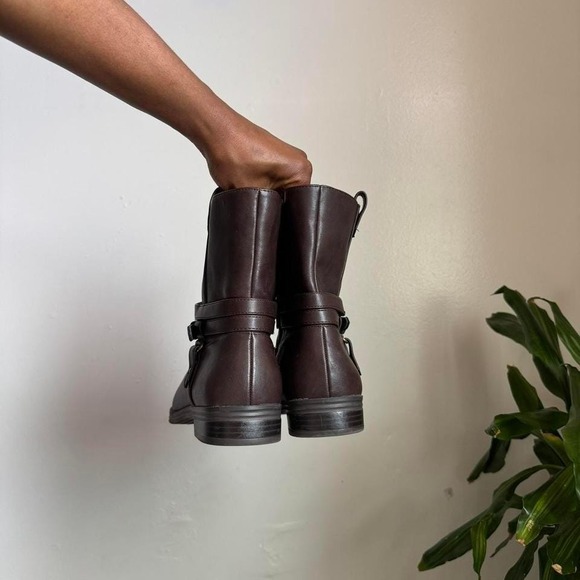 Style & Co. Brown Leather Buckle Moto Ankle Boots size 10 - Picture 5 of 7